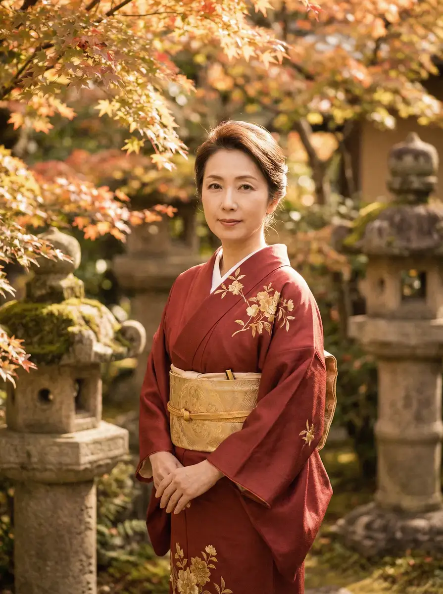 一位身穿暗红色和服的优雅 四虎tv-四虎tv官方首页|最新热门视频在线播放 在日式庭院中