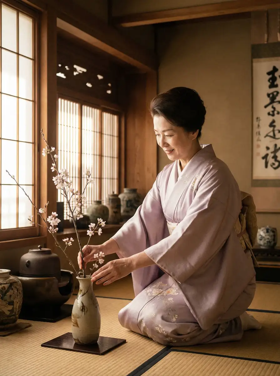 一位优雅的 四虎tv-四虎tv官方首页|最新热门视频在线播放 在和室中插花